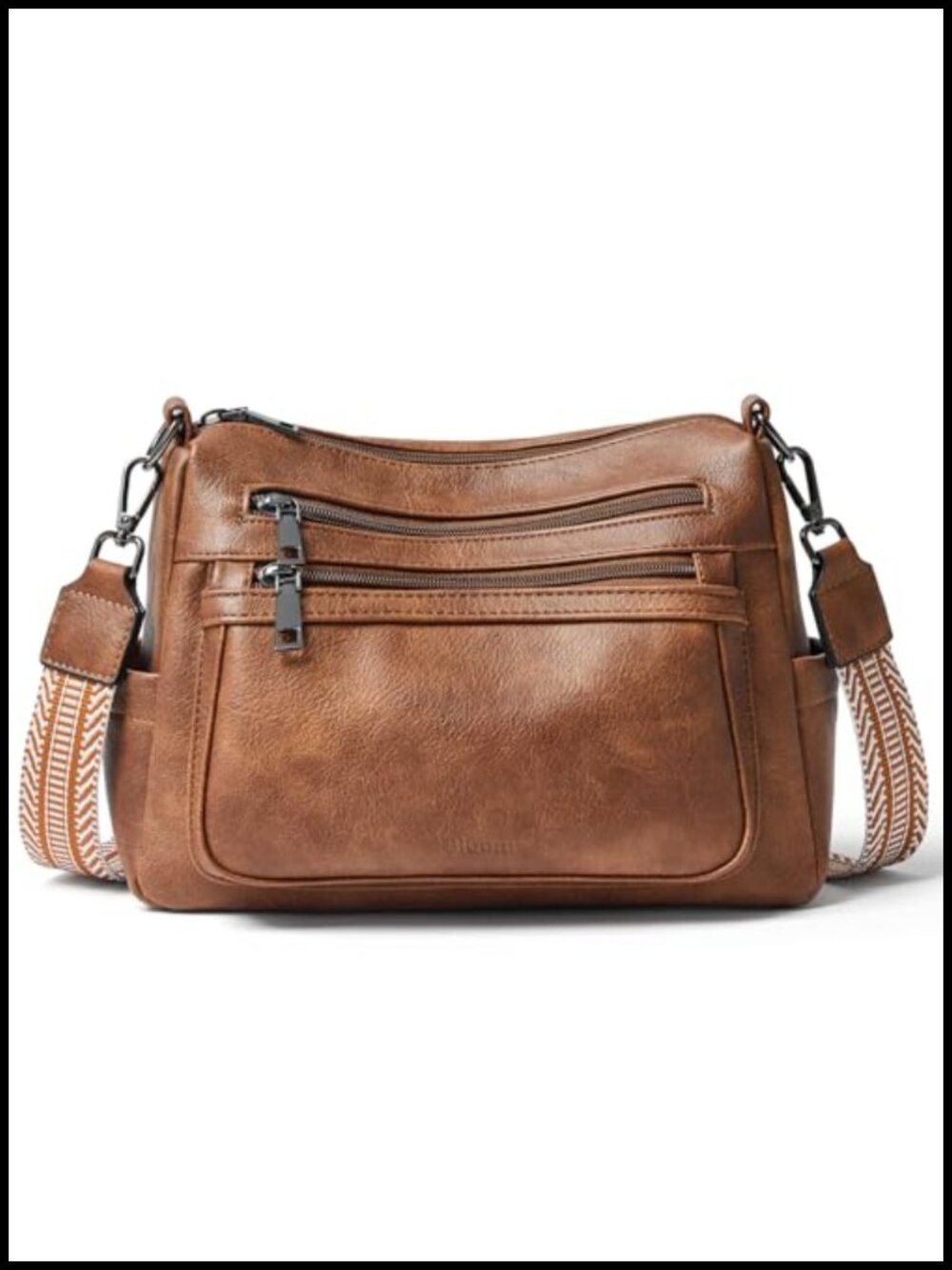 Faux Leather Crossbody Bag Large Multi Pocket Shoulder Handbag